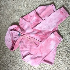 ❤️Pink tye dye cropped hoodie